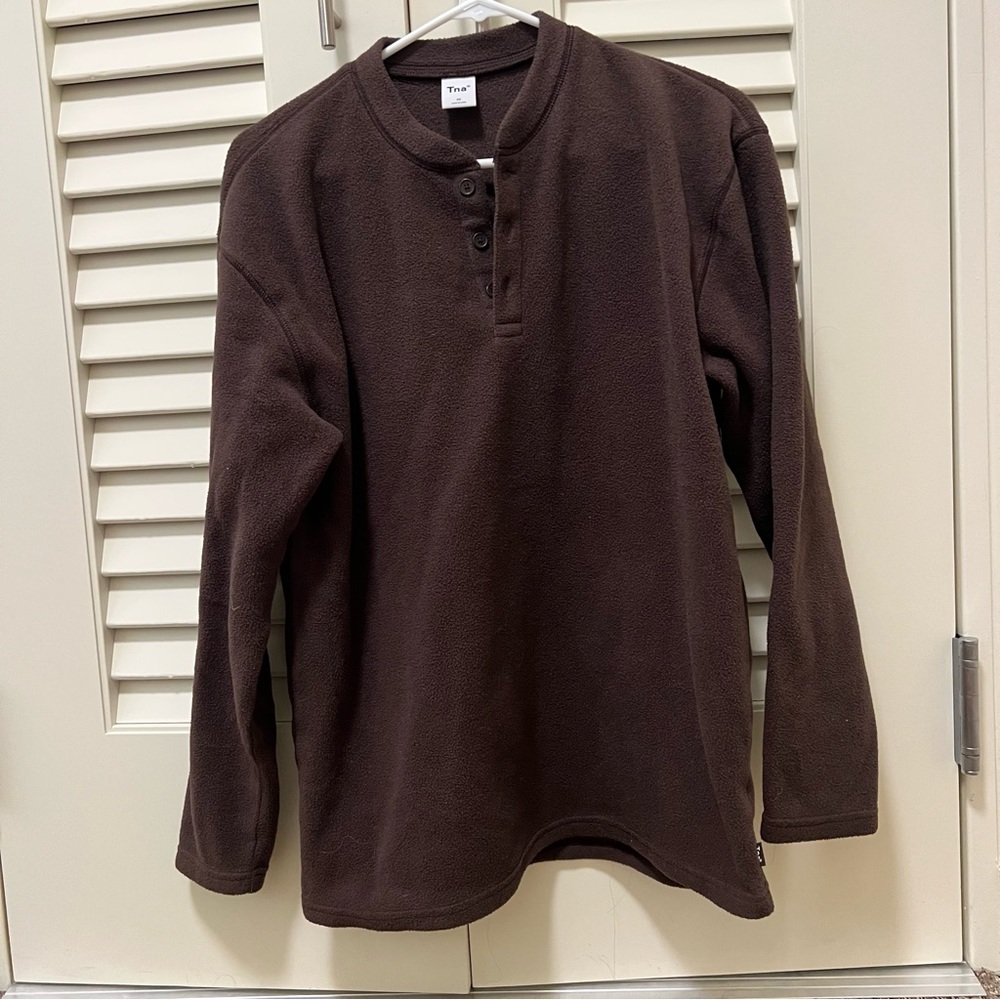 TNA Brown Button Up Sweatshirt